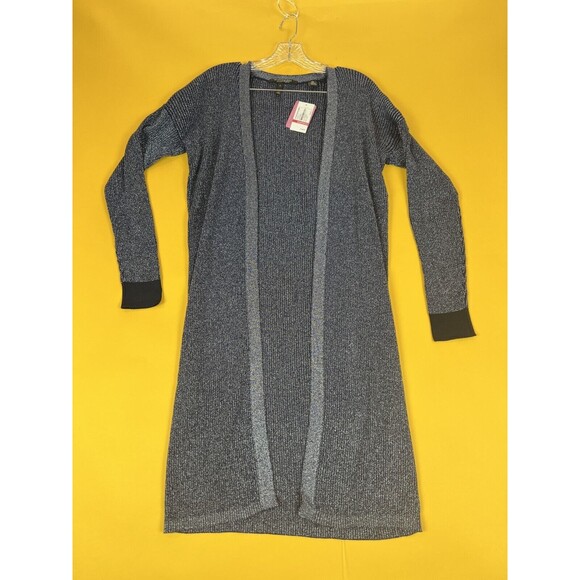 Scotch & Soda Long Lurex Cardigan Womens XS Blue Knit Open Front Casual $189 NWT - Picture 3 of 8